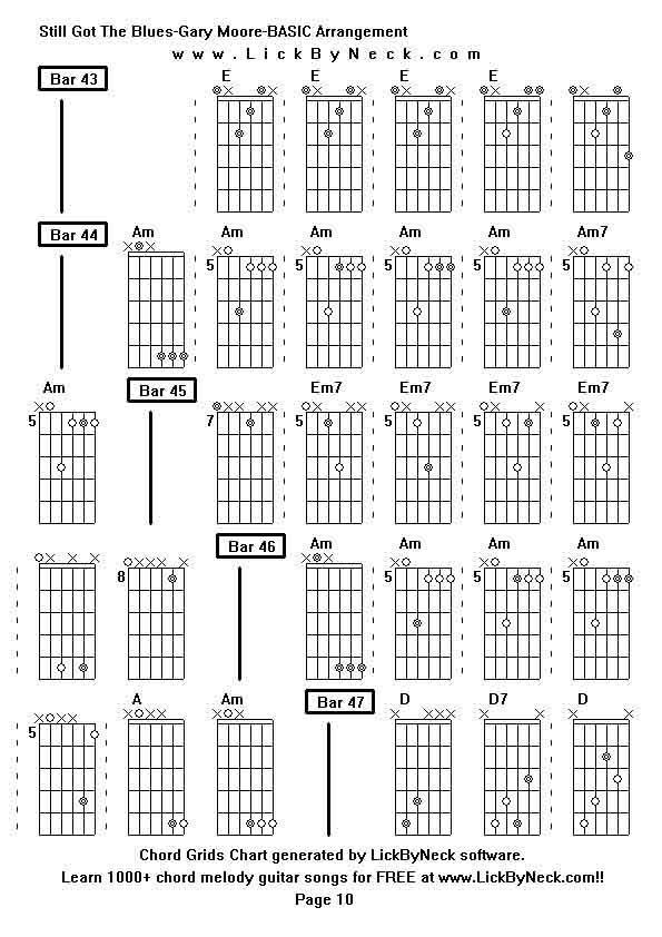 Chord Grids Chart of chord melody fingerstyle guitar song-Still Got The Blues-Gary Moore-BASIC Arrangement,generated by LickByNeck software.